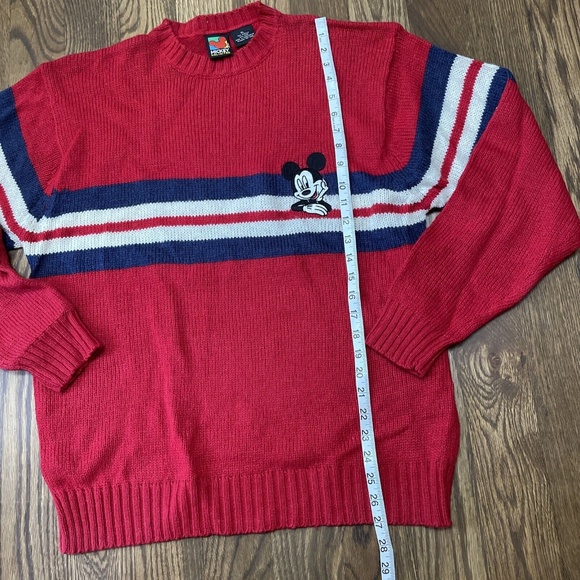 Vintage 90s Disney Mickey Unlimited Mickey Mouse Wool Blend Red Pullover Sweater - Picture 7 of 9